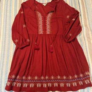 Embroidered Long Sleeve Dress